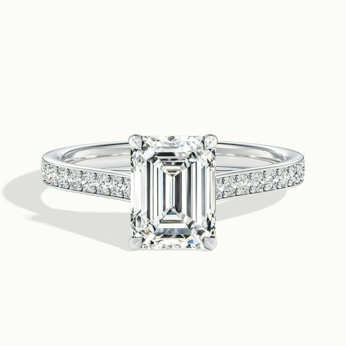 Mystic Emerald Temple Pavé Moissanite Engagement Ring